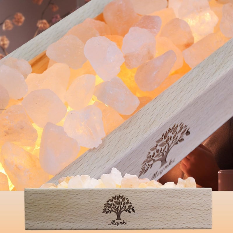 mlynkl Himalayan Salt Lamp Diffuser - 300g Pink Salt with Wood Base, USB Powered, Warm Light for Aromatherapy, Relaxation, Meditation, Home Decor, Gifts - Image 5